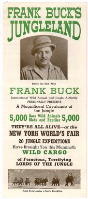 Frank Buck, New York World's Fair Flyer, 1939